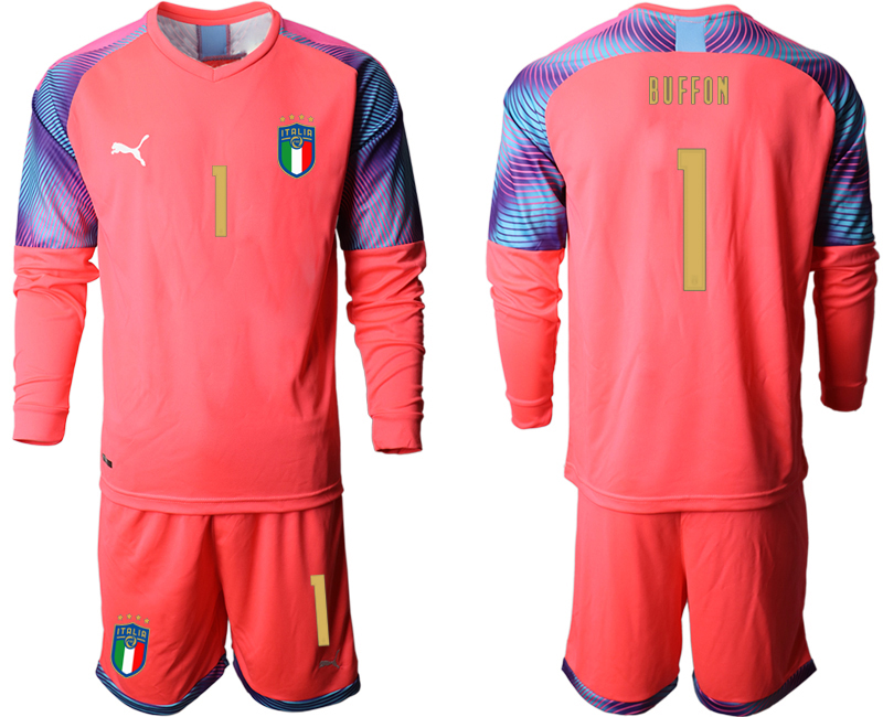 Cheap Men 2021 European Cup Italy pink goalkeeper long sleeve 1 soccer jerseys